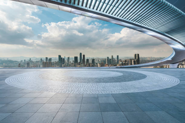 istock Empty floor with city skyline in Chongqing 1362161176
