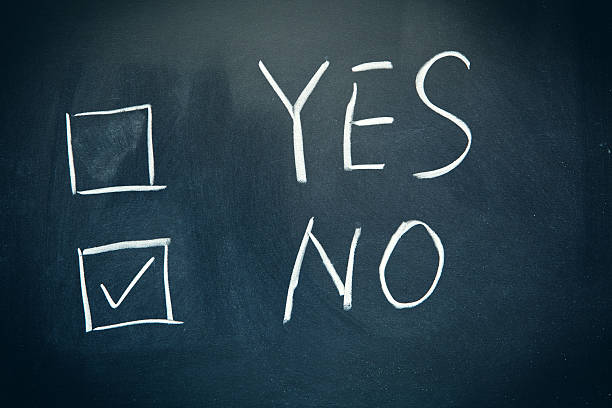 istock yes and no check boxes written on a blackboard. 136216358