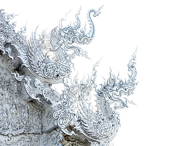 istock Roof sculptures (Naga) at white temple. 136217033