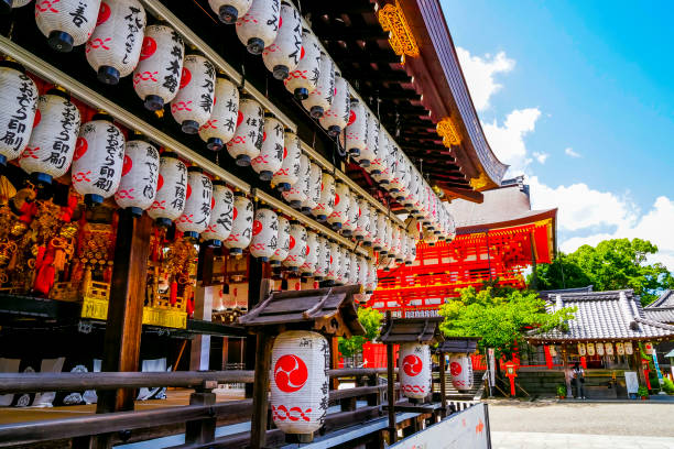 Kyoto, Japan - July 19, 2021: Yasaka Jinja shrine of Kyoto, Japan.Yasaka is a Shinto shrine,founded in 656.This shrine is called Gion-San.