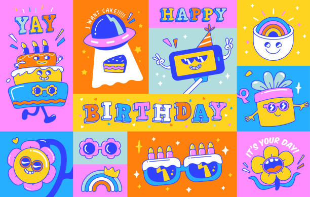 ilustrações de stock, clip art, desenhos animados e ícones de happy birthday - little cakes