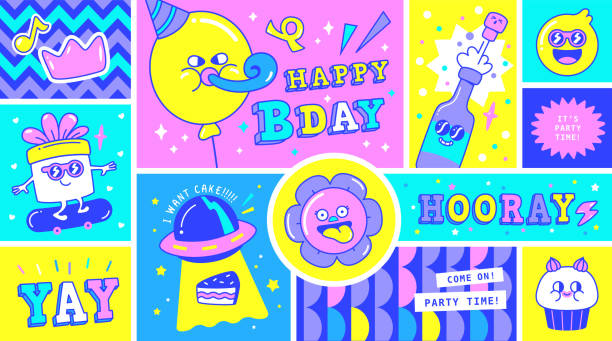 ilustrações de stock, clip art, desenhos animados e ícones de happy birthday - little cakes