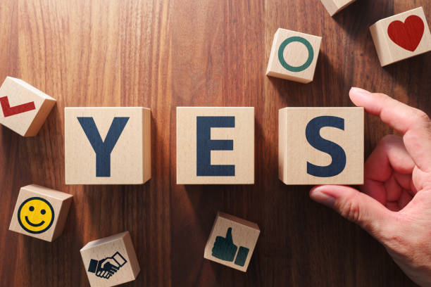 The word "YES". Positive answer concept. stock photo
