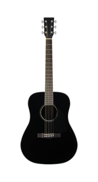 istock Musical instrument - Black acoustic guitar vertical isolated 1362183051