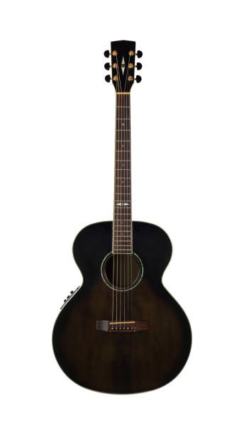 istock Musical instrument - Vertical image top view brown acoustic guitar. Isolated 1362183397