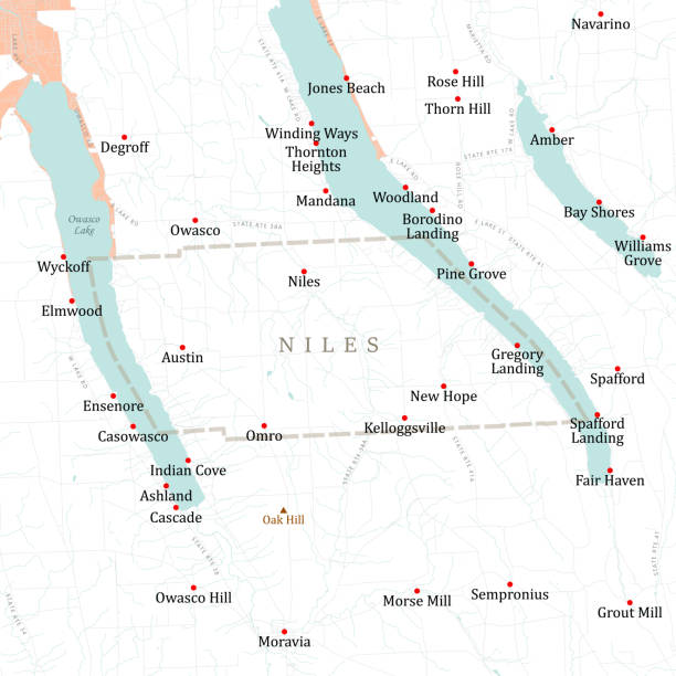 NY Cayuga Niles Vector Road Map NY Cayuga Niles Vector Road Map. All source data is in the public domain. U.S. Census Bureau Census Tiger. Used Layers: areawater, linearwater, roads, rails, cousub, pointlm, uac10. finger lakes stock illustrations