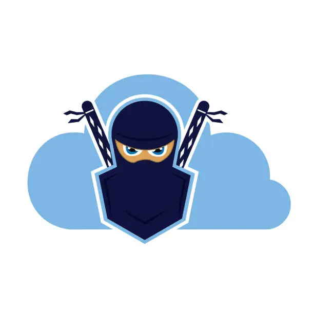 Vector illustration of Ninja cloud sky vector logo design.