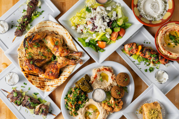 Various Lebanese Food - View From Top stock photo