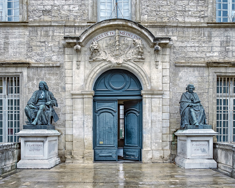 The entrance to the Medical Faculty in Montpellier, France.