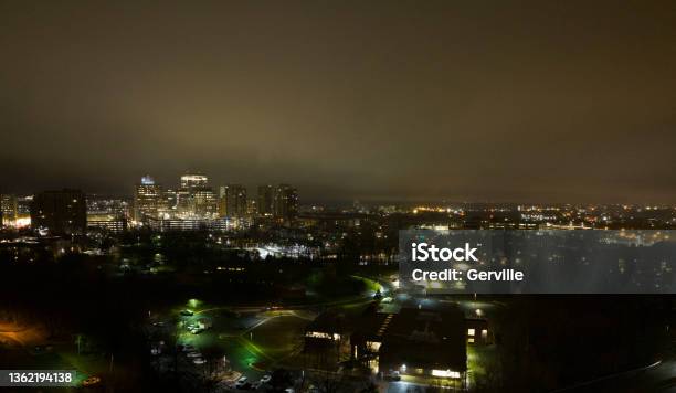 Night Skyline Stock Photo - Download Image Now - Reston, Virginia - US State, Aerial View