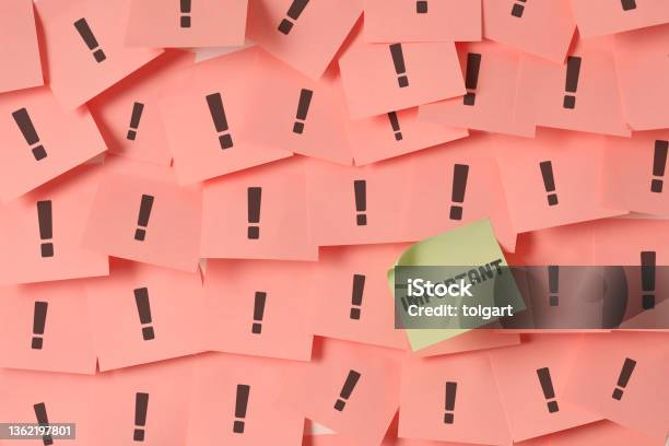 The Word Of Important On Adhesive Note Paper Stock Photo - Download Image Now - Urgency, Advice, Reminder
