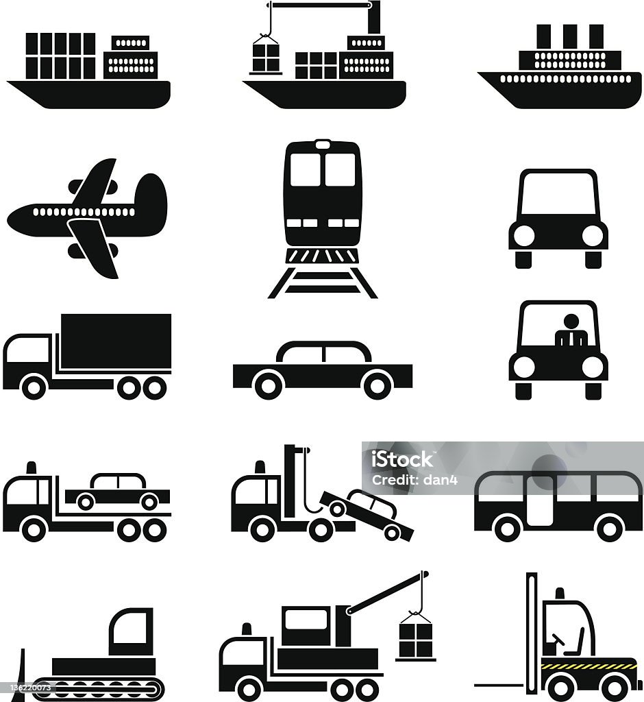 Transport und Fahrzeuge-Vektor-icons - Lizenzfrei Abschleppen Vektorgrafik