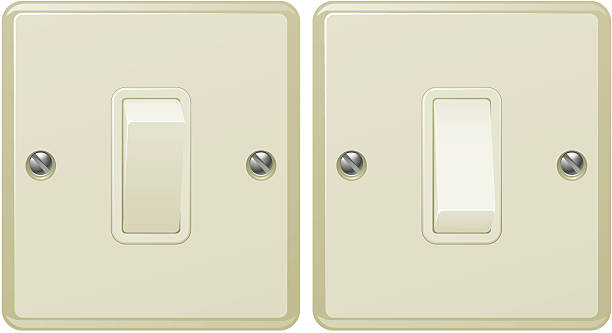 Light switch illustration Illustrations of a light switch in the on and off positions light-switch-clip-art stock illustrations