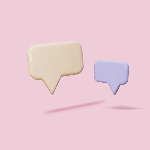 istock 3D Minimal purple and yellow chat bubbles on pink background. concept of social media messages. Vector illustration. 1362206046