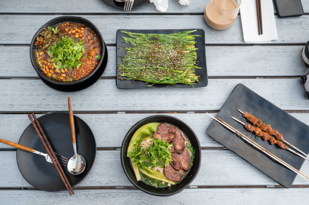 istock Chinese Asian barbeque grilled beef and lamb on a table 1362206085
