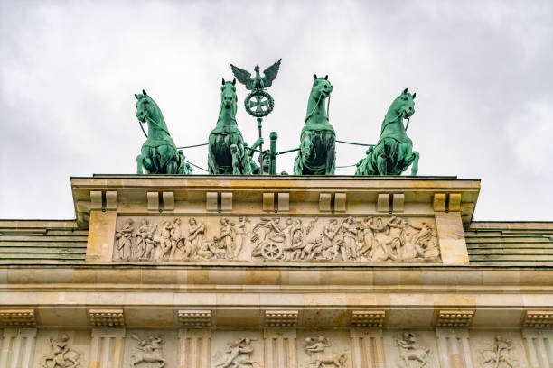Europa Public Park, Brandenburg Gate, in Torrejón de Ardoz, Madrid, Spain - September 11, 2017.