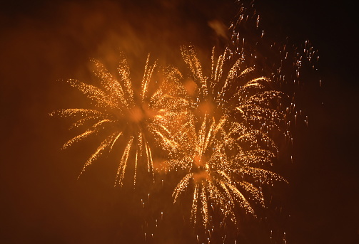 fireworks explosive on dark sky in night