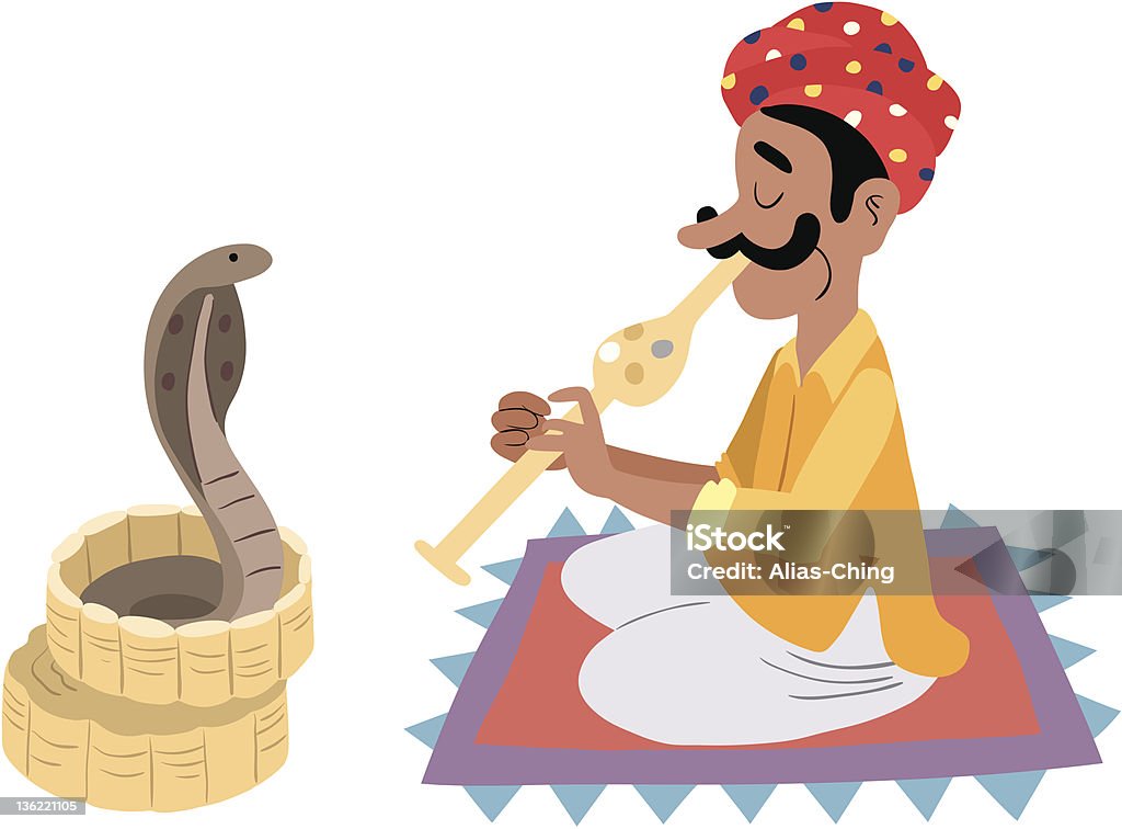 Индийский Заклинатель змей - Векторная графика Гипнотизёр роялти-фри