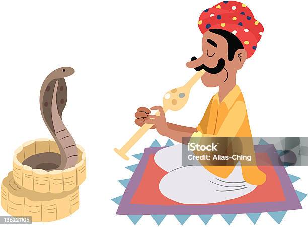 Индийский Заклинатель Змей — стоковая векторная графика и другие изображения на тему Гипнотизёр - Гипнотизёр, Векторная графика, Взрослый