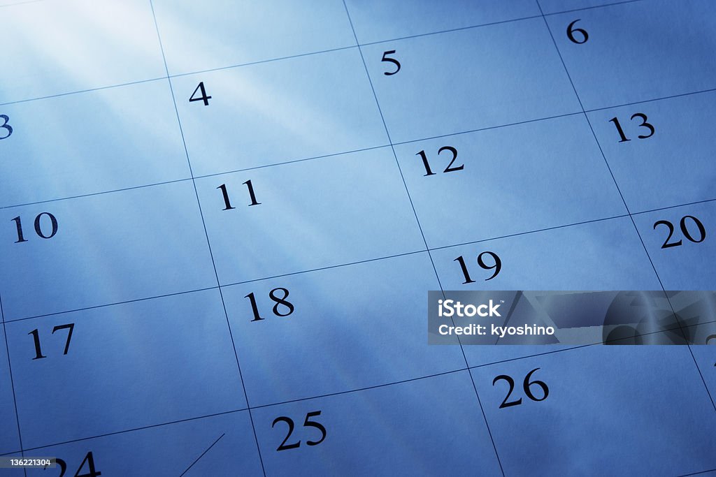青色着色画像の明るい日差しとカレンダー - カレンダーのロイヤリティフリーストックフォト