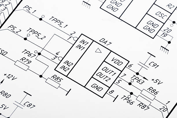istock Detailed drawing of electrical circuits 136221750