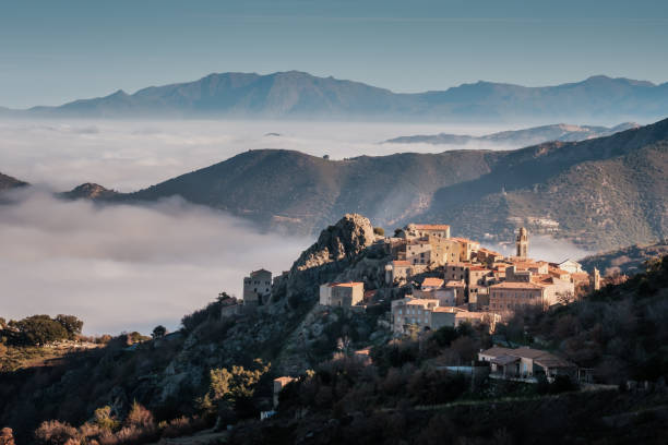 Village of Speloncato in Corsica stock photo