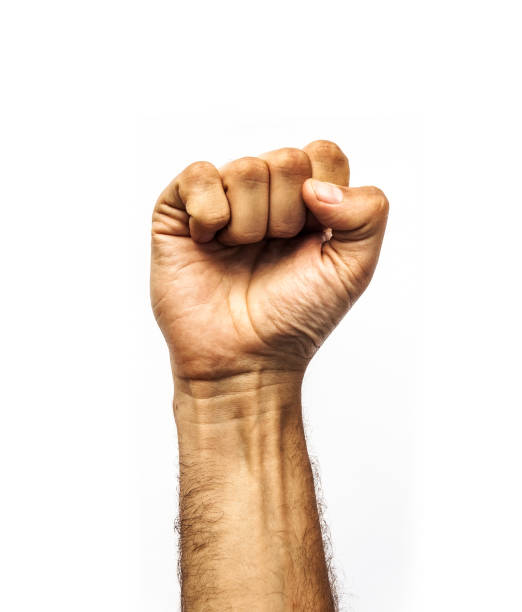 istock Fist raised hand isolated on white background 1362230361