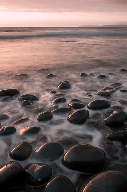 Pebble Beach at Sunset stock photo