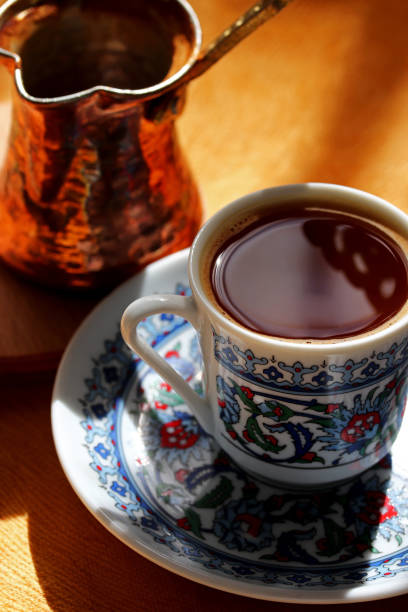 istock cup of Turkish coffee with copper coffeepot 1362232178