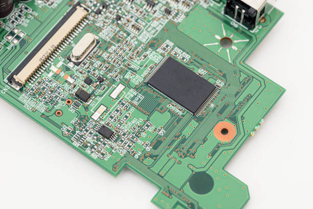 istock Old green chipset on the white background. 1362233130