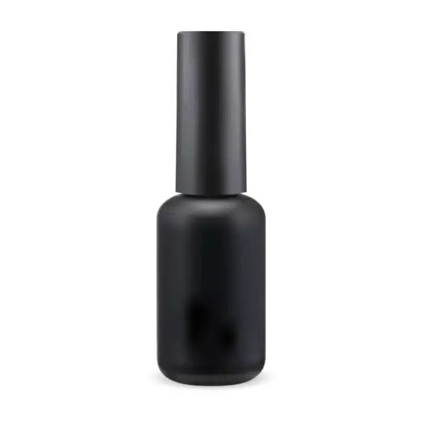 Vector illustration of Black nail polish bottle. Manicure varnish container