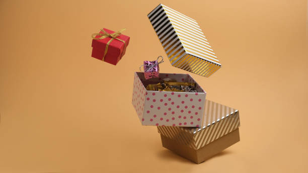 istock Levitating gift boxes. Gifts, surprises for the holiday. 1362246185