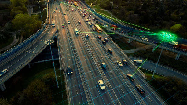 istock A clear example of 5G technology in vehicle communication on the motorway. 1362246508