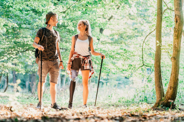 istock Young couple hiking and camping at forest 1362248858