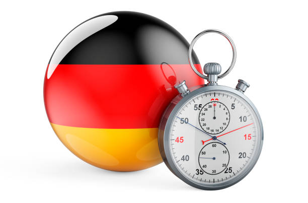 istock Stopwatch with flag of Germany, 3D rendering 1362249611