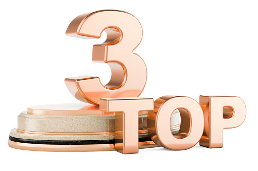 Top 3, podium award. 3D rendering isolated on white background