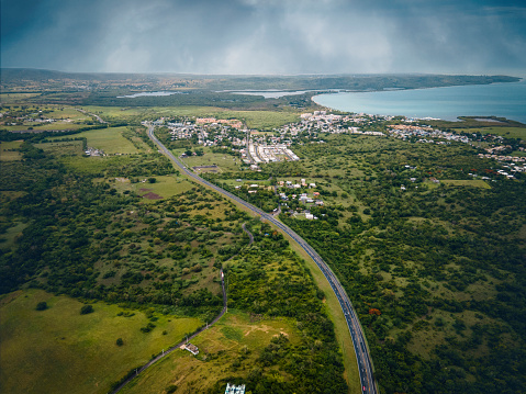 Aerial photo of Boqueron beach in Puerto Rico. BoquerÃ³n Beach is one of the most popular beaches in Puerto Rico located in the coastal city of Cabo Rojo.