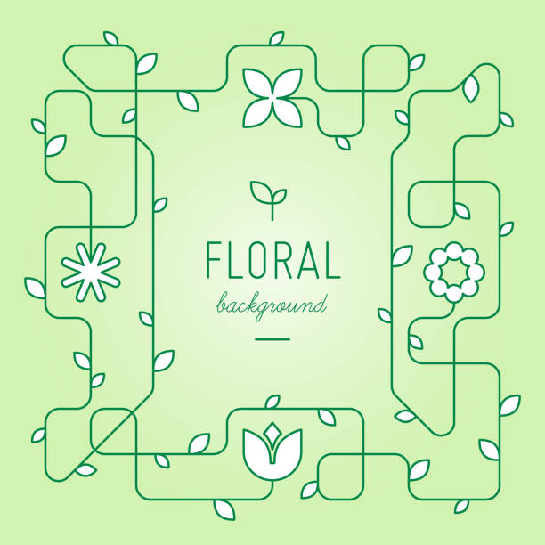 Geometric floral frame vector art illustration