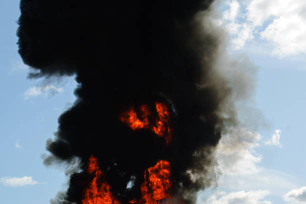 istock Firefighters extinguish a large fire at the factory. 1362255968