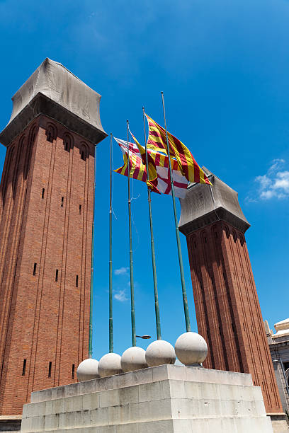 Venetian towers in Barcelona.entrance towers to Montjuich, in Plaza de Espa