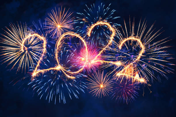istock Sparkle firework on black background, happy new year 2022 concept. 1362260460