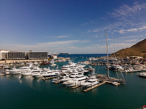 Ocean Boat Marina with yachts in Cabo San Lucas, Baja California Sur, Mexico
