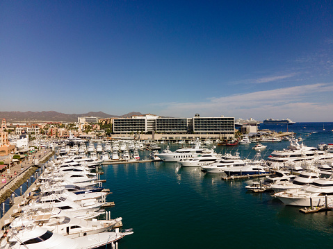 Ocean Boat Marina with yachts in Cabo San Lucas, Baja California Sur, Mexico