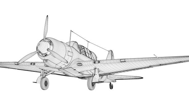 3d Illustration. Wire of Su-2 soviet light bomber