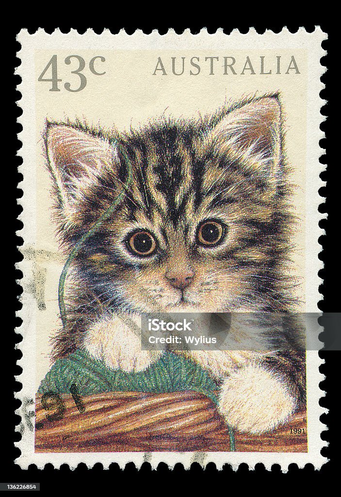 Australie post stamp - Photo de Chat domestique libre de droits