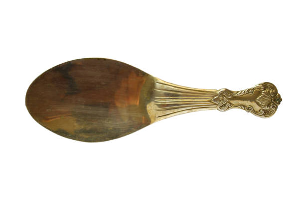 istock Old metal spoon. Close-up. Isolated object on white background. Isolate. 1362269085