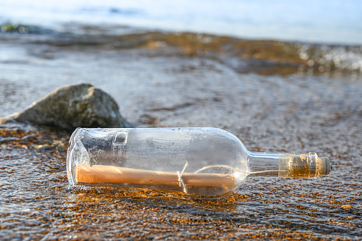 Bottle shipwrecked in the sea