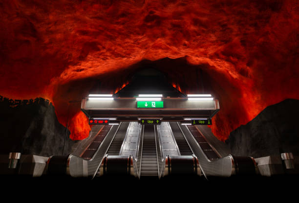 istock Red Stockholm subway station 1362275476