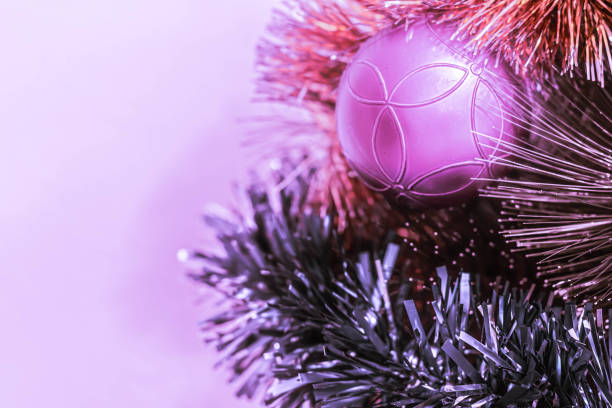 istock Christmas bright toned with copy space background for design with branches of a Christmas tree, Christmas decorations and tinsel 1362277755