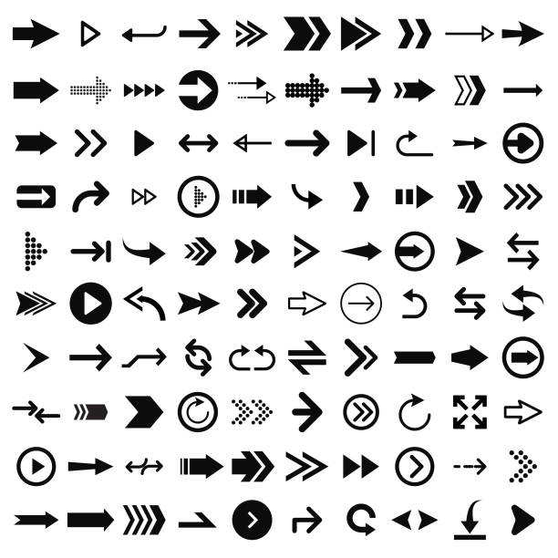 pfeil-symbol-set isoliert auf weißem hintergrund - pfeil stock-grafiken, -clipart, -cartoons und -symbole